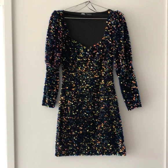Zara Sequin Velvet Mini Dress! - Picture 6 of 11